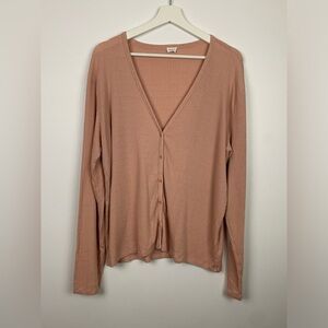 Wilfred Free Button Up Cardigan Sweater Pink Salmon Size 1X Tencel Lyocell Blend